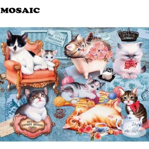 5D Diamond Painting Cross Stitch cat Diamond Embroidery Square Drill Full Diy Diamond Mosaic Home Decoration B170