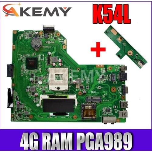 Akemy K54L Laptop motherboard For Asus K54L X54L K54 K54LY Test original mainboard 4G RAM PGA989