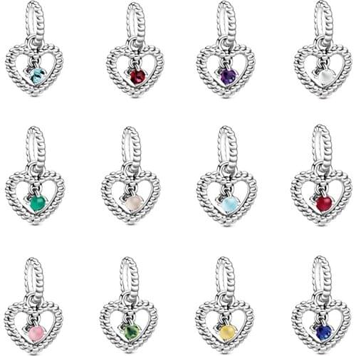 CHAMSS 2020 New 925 Sterling Silver Essence ME Collection Heart-shaped Birthstone Pendant Birthday Gift Valentine Jewelry Charm