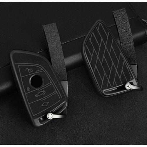 Car key Cover Case shell for BMW X1 X5 X6 F15 F16 F48 BMW 1 / 2 Series Plastic+Leather Remote Controller Key Bag Holder KeyChain