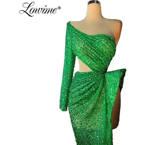 Hot Sexy Prom Dresses One Shoulder Sequined Dresses Woman Party Night Gowns 2020 New Arrival Cheap Evening Dress Robe De Soiree