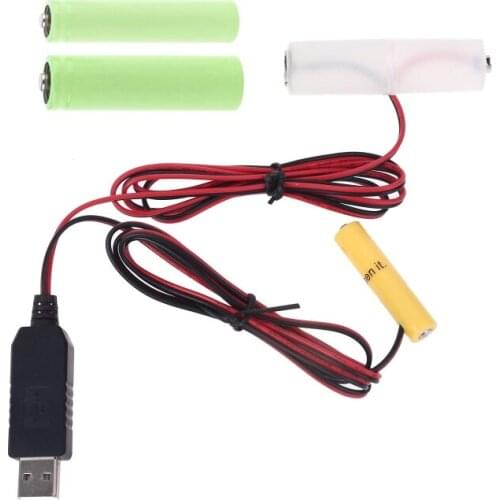 2in1 5V USB to 3V Dual LR6 LR03 Battery Power Supply Cable Replace 2x 1.5V AA AAA Battery Eliminator for LED Light Toys