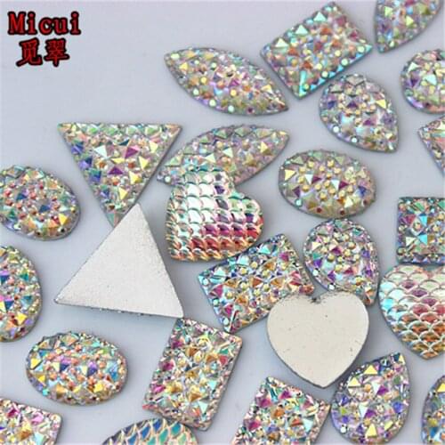 Micui 70PCS Mixed shape Mixed size Round flatback Resin Rhinestones Crystal Stone for Wedding dresses Clothing Accessories SM669