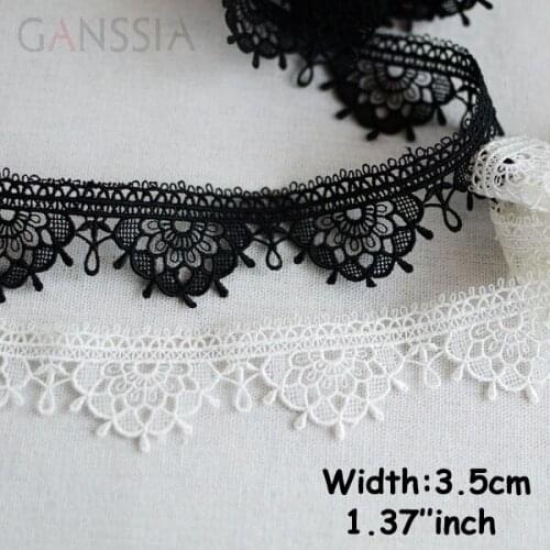 1M/lot Width:3.5cm Elegant flower design trims for DIY Water soluble polyester lace Garment embellishment accessories(ss-611)