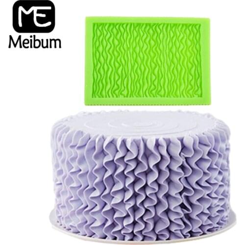 Meibum Pleated Skirt Sugar Craft Silicone Fondant Cake Mold Romantic Ruffle Wedding Dessert Border Decorating Mould