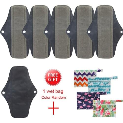 Ohbabyka 6Pcs Macaron Color Reusable Pads Bamboo Charcoal Sanitary Pads Mama Menstrual Cotton Pads Washable Panty Liner Pads