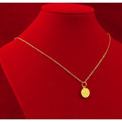 Fashion 14k Gold Necklace for Women Wedding Engagement Jewelry Lucky Words Pendant Necklace Chain Choker Aniversary Gifts Girls