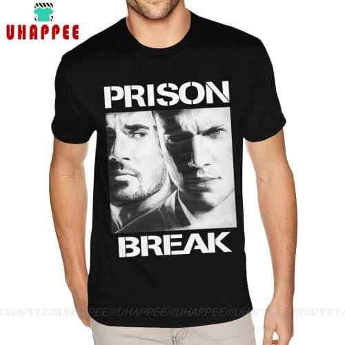Art Prison Break Wentworth Miller And Dominic Purcel Tee Shirts Custom Short Sleeve Valentines Mens S-6XL Black Shirt