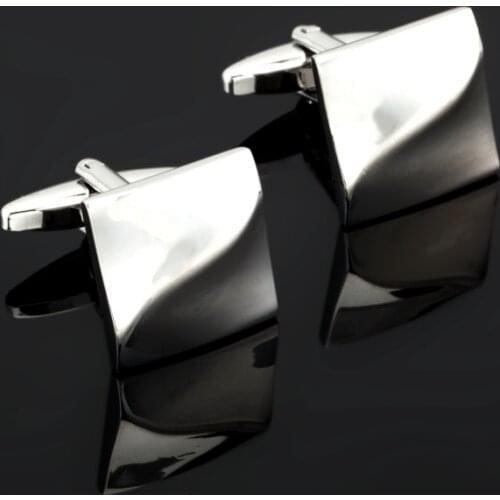 Newest square Simple Design Male Button Cufflinks Metal Cuff links Brass French Shirt Cufflinks Collar Studs Tie Clips Cufflink