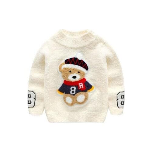 2020 new winter boys girl sweater Cotton Cartoon bear knitted sweater keep warm Wool kids baby toddler top children clothing