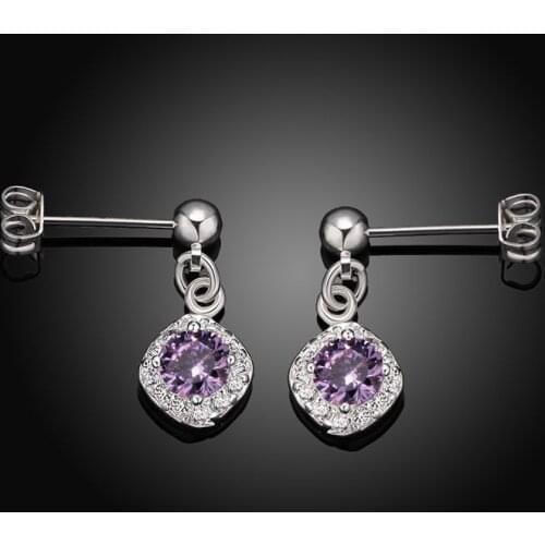 Wholesale silver plated Earring,925 jewelry silver,Purple Stone Earrings SMTE429