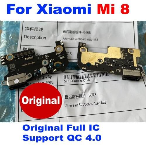 Original PCB Mi 8 USB Quick Charging Port Board Flex Cable Connector For Xiaomi MI8 Charger board Microphone Mic Replacement