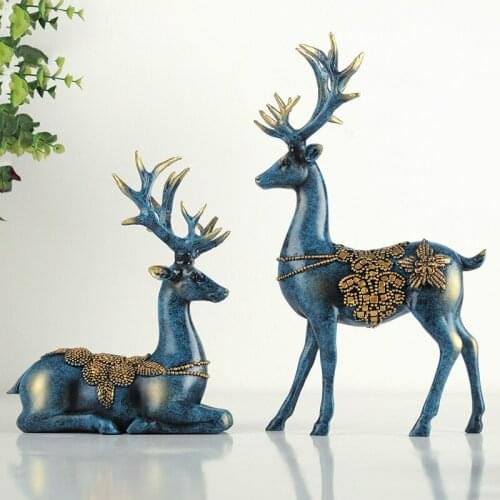 A couple of deer statue European style deers living room bedroom Wine cabinet ornaments creative wedding gifts