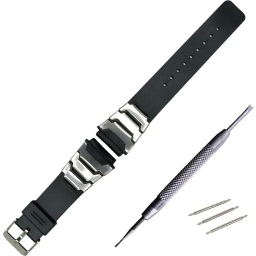 Stainless Steeel Silicone Sports Diving Rubber Watch Band 25 x 20mm Watchband Stainless Pin Buckle Strap Wrist Belt Bracelet