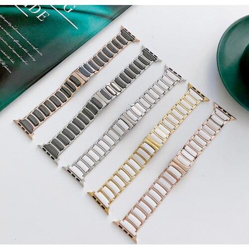 Premium Strap for Apple Watch 6/SE/5/4/3/2 38mm 40mm Stainless Steel Ceramic Watch band for iwatch series 5 42MM 44MM Bracelet