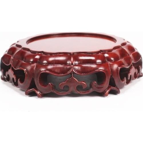 Red wood carving crafts stone base solid wood whole wood high-grade vase flower pot Jingqi stone teapot decoration base
