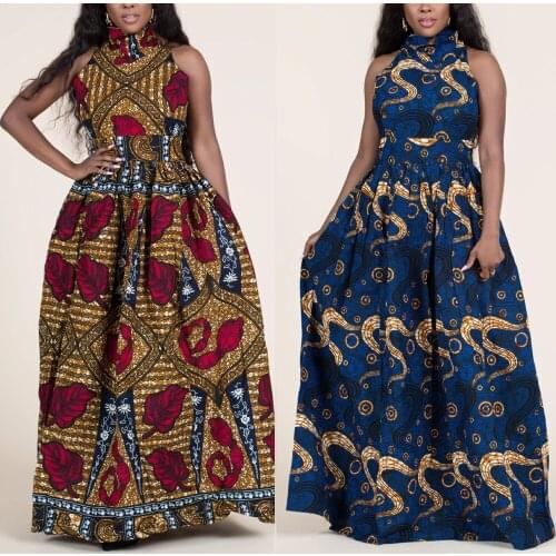Richkeda Store New 2021 Plus Size Sleeveless Dress 2021 New African Clothes Ankara Dashiki Print Dress Fashion Party Dresses