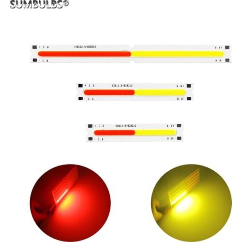SUMBULBS DC 9V double color led cob bar strip light bulb two colors red yellow manufacture led light source for diy fashion lamp