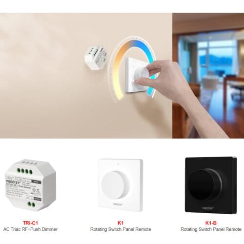 Miboxer LED Triac RF Push Dimmer Switch AC110V 220V TRI-C1 2.4GH RF Remote Controller work with K1 Rotating switch panel remote