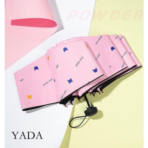 YADA 2021 Ultralight Mini Cartoon Cat Small Umbrellas Rain uv Five Folding Clear Umbrellas For Women Windproof Umbrella YS200103