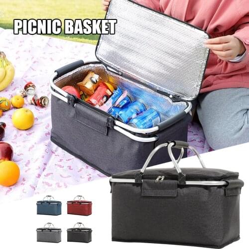 Womens Insulated Lunch Bag with Aluminium Foil and Thickened Handle Large Capacity Portable Waterproof Picnic Bag MC889