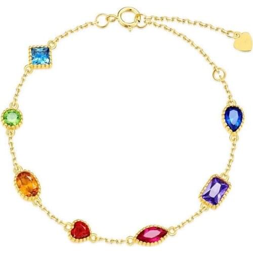 2020 new fashion hand jewelry temperament S925 sterling silver rainbow cz bracelet for women female luxury gifts wholesale