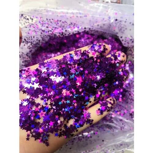 1kg/bag Star light - SILVER Holographic 5 point star shaped spangles glitter confetti solvent resistant glitter sequins PD1332
