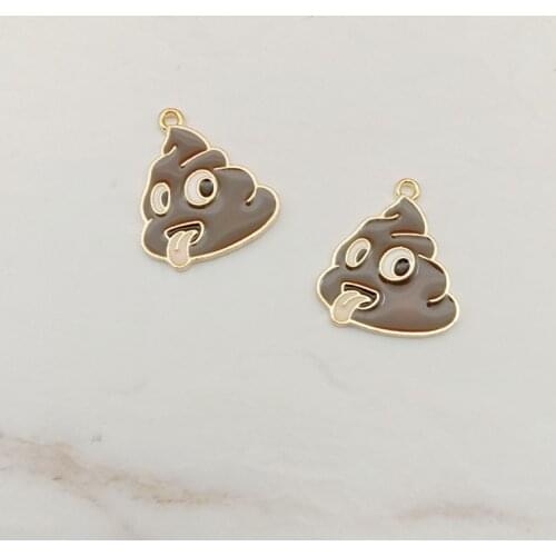 15x19mm 10pcs Cute Excrement Charms Metal Pendant for Earring DIY Jewelry Accessories