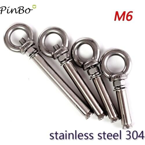 2PCS/lot M6 10lot+ discount 20% Stainless steel Sleeve Anchor eye bolt expansion screw rings Expansion Bolts Ring
