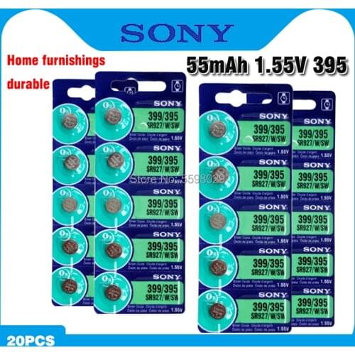 20pc Sony 100% Original 395 SR927SW 399 SR927W LR927 AG7 1.55V Watch Battery SR927SW 395 Button Coin Cell MADE IN JAPAN