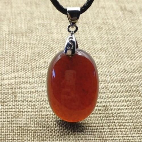 23x16x8mm Natural Garnet Red Crystal Pendant Clear Bead Oval Shape Women Men Fashion Jewelry Necklace AAAAA