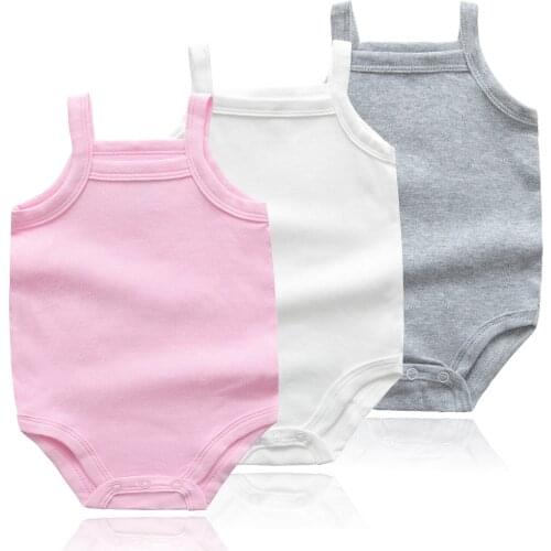3PCS/Lot Newborn Baby Girls Clothes Boy Rompers Vest Jumpsuit Bodysuits 0-48M Summer Pure Cotton Solid Color Soft Roupas de Bebe