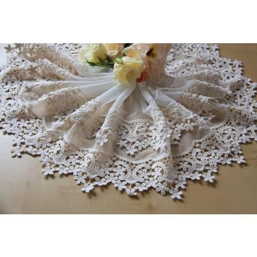 3 Yards Crochet Mesh Lace Trim With Floral In White Water Soluble DIY Handmade Patchwork Sewing Material