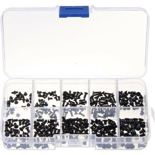 300pcs/Set Laptop Computer Screws Kit Assemble Fastening Flat Head Black Repair Case