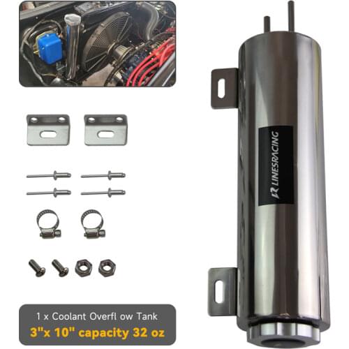 3" x 10" 3 x10 Polished Stainless Steel 34 oz Radiator Over Flow Tank SBC BBC