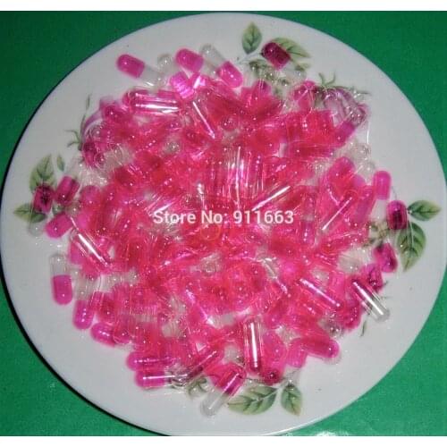 4# 1,000pcs! Pink translucent-Clear Colored Gelatin Empty Capsule size 4, closed or seperated capsules available