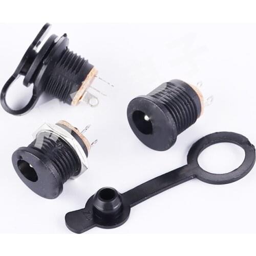 5pcs DC-022 5.5x2.1mm 5.5*2.1mm DC Power Jack DC Connector Panel Mounting DC022 5.5-2.1 with Waterproof Cap