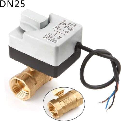 AC220V DN15 DN20 DN25 2 Way 3 Wires Brass Motorized Ball Valve Electric Actuato With Manual Switch