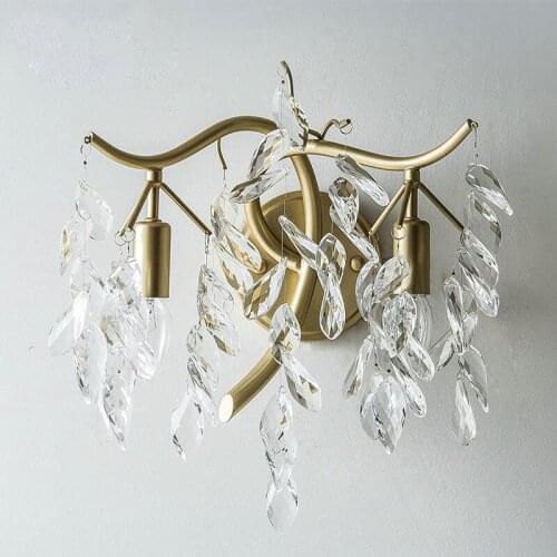 American country retro candle led crystal wall lamp france style art tree design bedroom bedside living room decor wall seconce