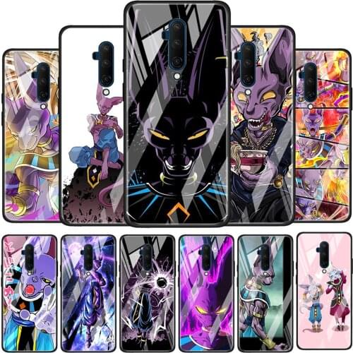 Anime Beerus Bad Tempered Glass Cover For OnePlus Z 7 8 9 7T 8T 9R Nord 5G Pro Silicone Phone Case Coque