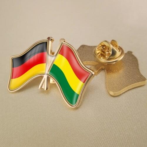 Germany and Bolivia Crossed Double Friendship Flags Lapel Pins Brooch Badges