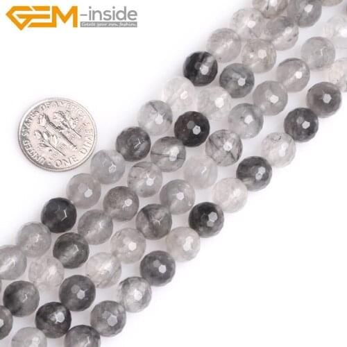 Gem-inside 8-16mm Natural Fashion Faceted Loose Cloudy Crystal Beads For Jewelry Making Beads 15'' DIY Beads Bracelet Gift
