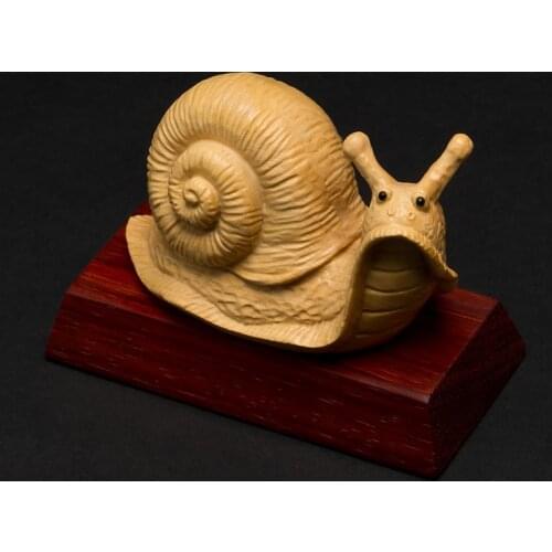 Wood carved wood home living room engraving crafts cute animal ornaments snail hand carving Animal Gift Decoration