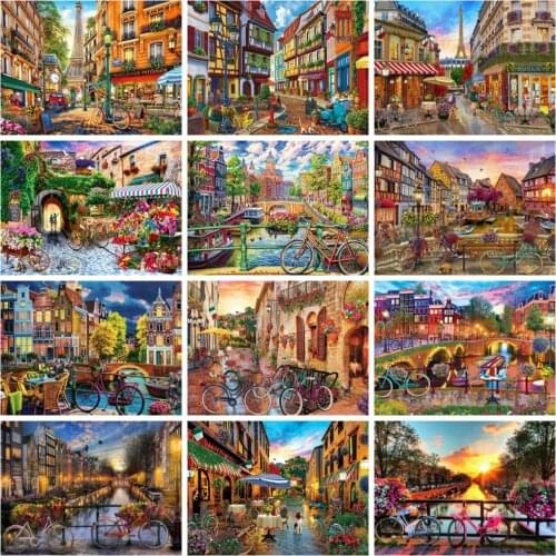 HUACAN 5d Diamond Painting City Landscape Full Drill Diamond Embroidery Scenery Home Decor Sale