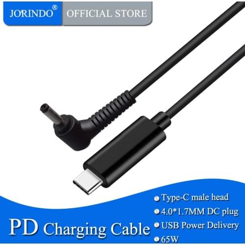 JORINDO 1.5M/4.9FT DC 4.0*1.7MM PD charging cable,Type-C to DC4.0*1.7MM notebook Power Charge Cable,65W