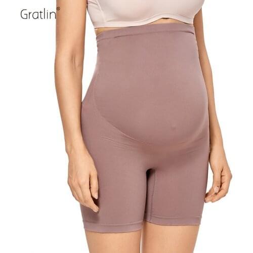Gratlin Womens High Waist Shorts Pregnancy Shapewear Mid-Thigh Underwear