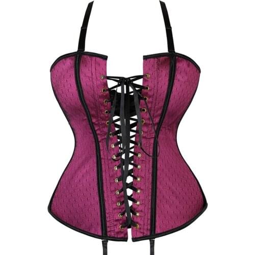 Lace Polka Dot Corset Waist Trainer Shaper Overbust Bustier Spaghetti Shoulder Strap Korset Sexy Suspender Corselet Outfit Korse