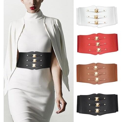 Ladies Super Wide Belt Vintage Women PU Leather Slimming Body Waistband High Waist Elastic Corset Belts For Dress