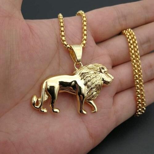 Fashion Personality Hip Hop Fashion Punk Gold Lion Animal Mens Pendant Cool Necklace