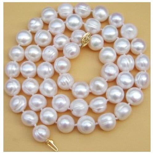 REAL CLASSIC 10-11MM SOUTH SEA WHITE BAROQUE PEARL NECKLACE 17"INCH fine jewelry
